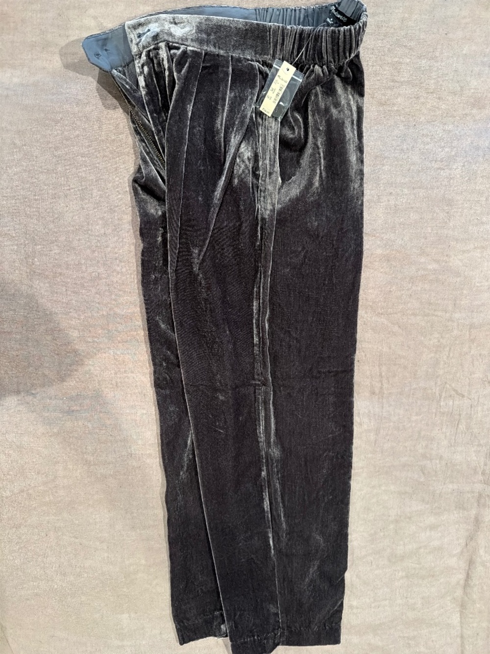Madewell Gray Velvet Pull-On Pants NWT Sze S